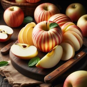 manzanas peladas y cortadas en rebanadas